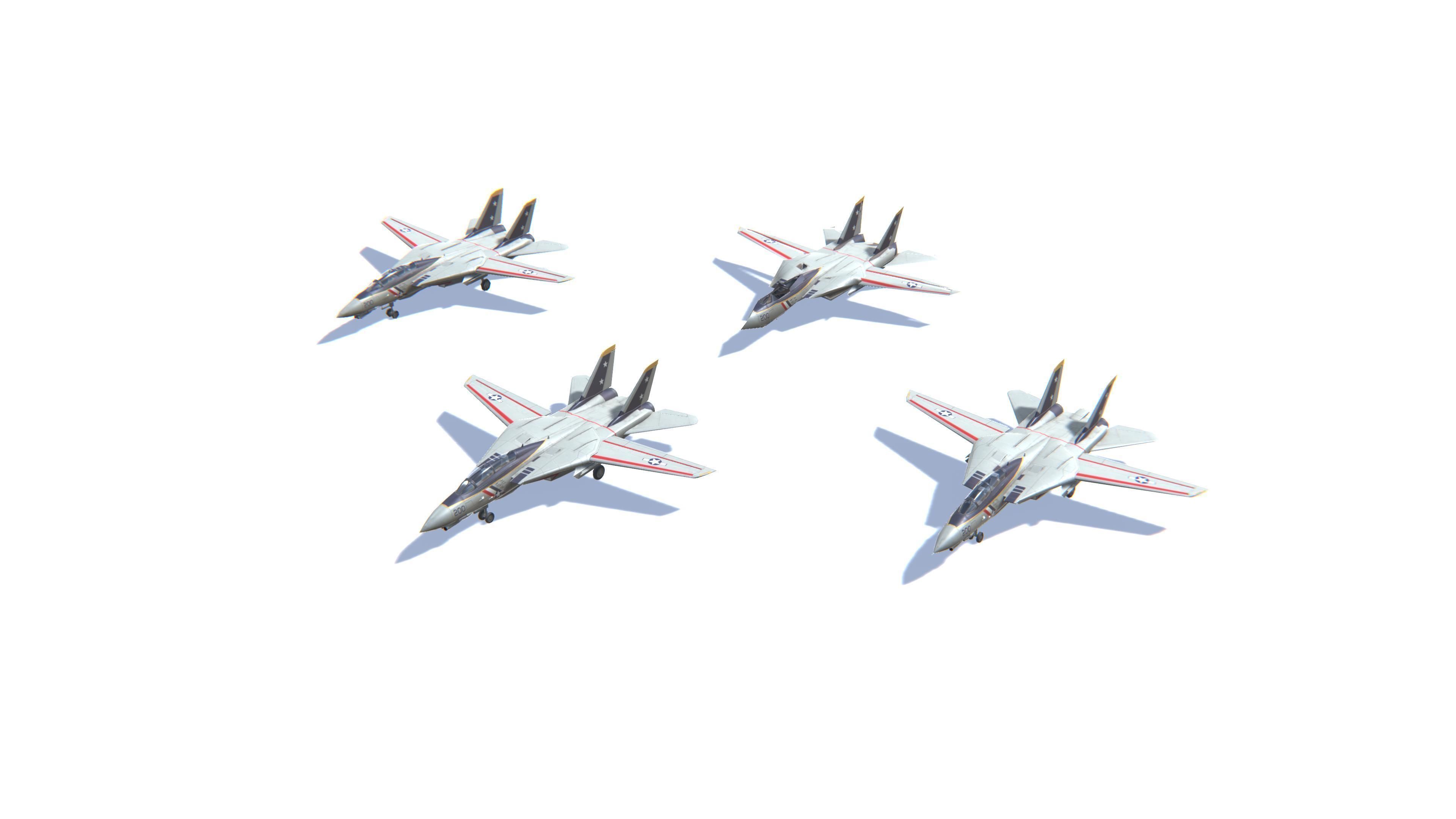 F-14 Tomcat Jet Fighter Aircraft Low-poly 3D model_24