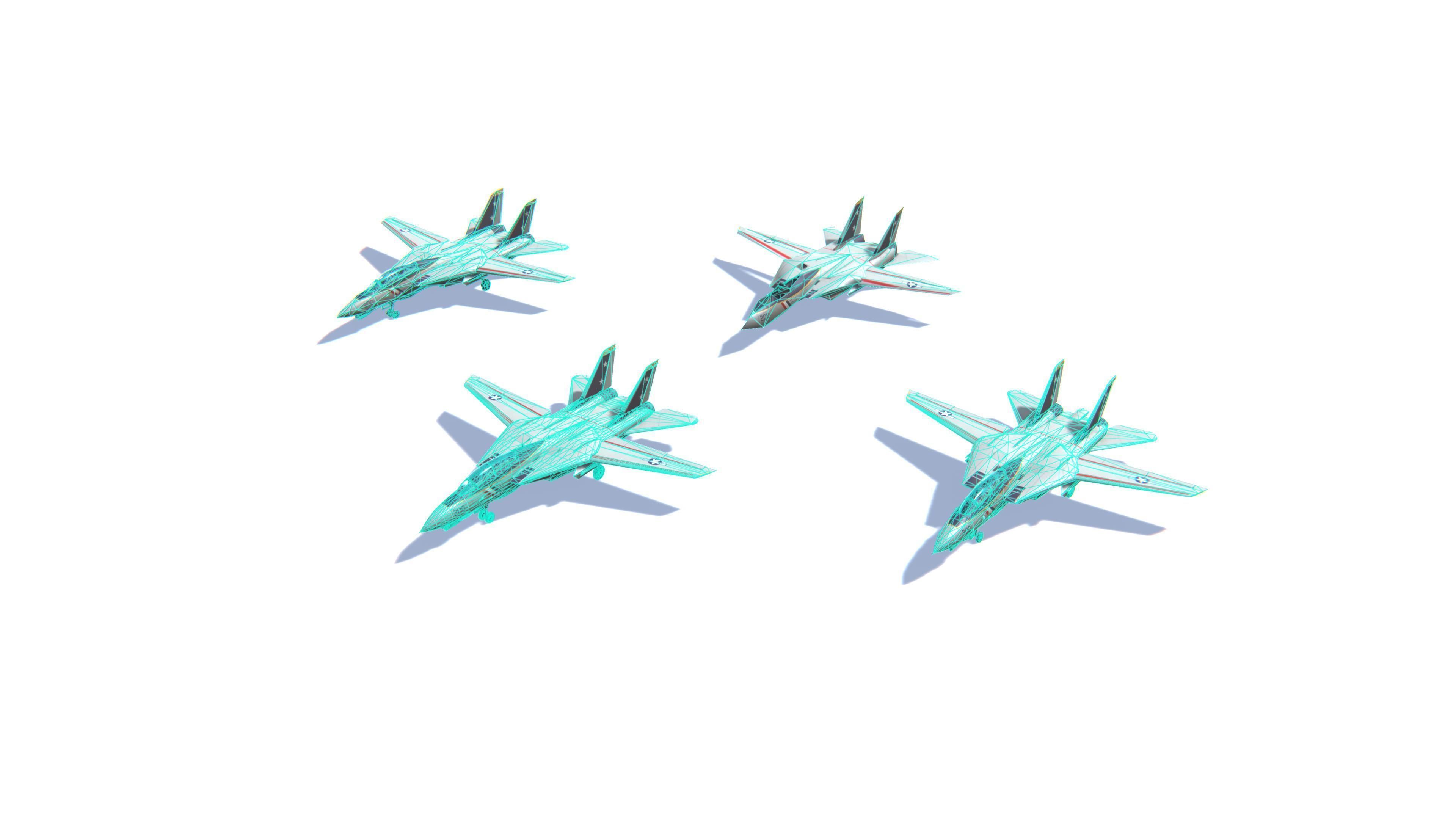 F-14 Tomcat Jet Fighter Aircraft Low-poly 3D model_25