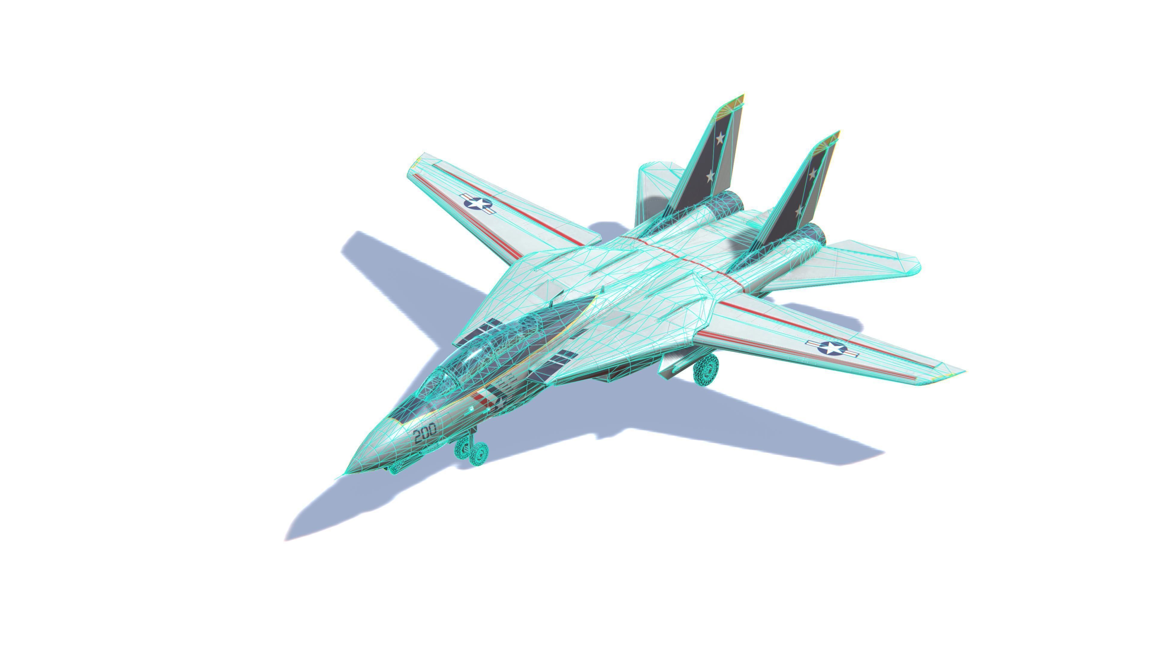 F-14 Tomcat Jet Fighter Aircraft Low-poly 3D model_26