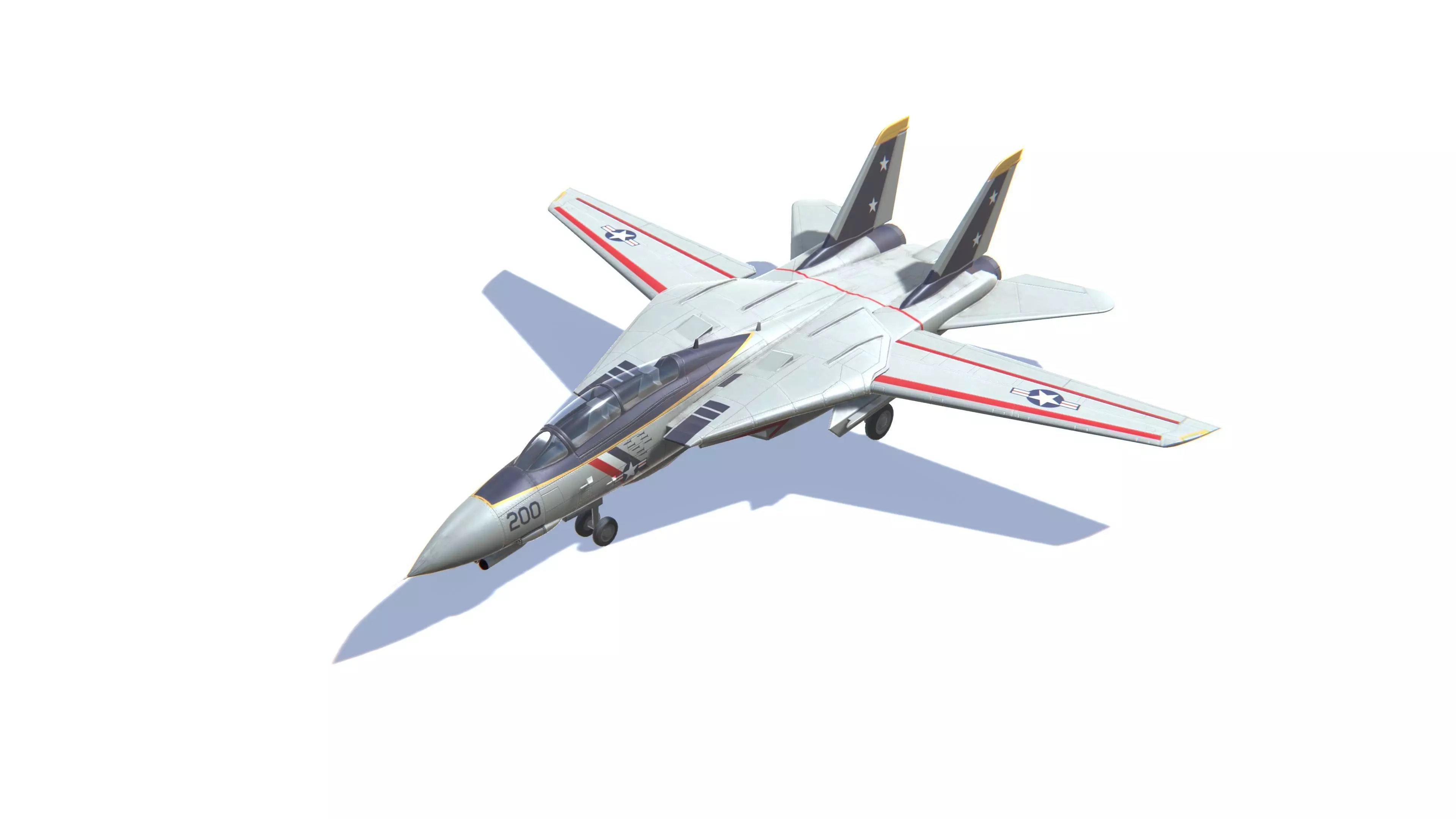 F-14 Tomcat Jet Fighter Aircraft Low-poly 3D model_0
