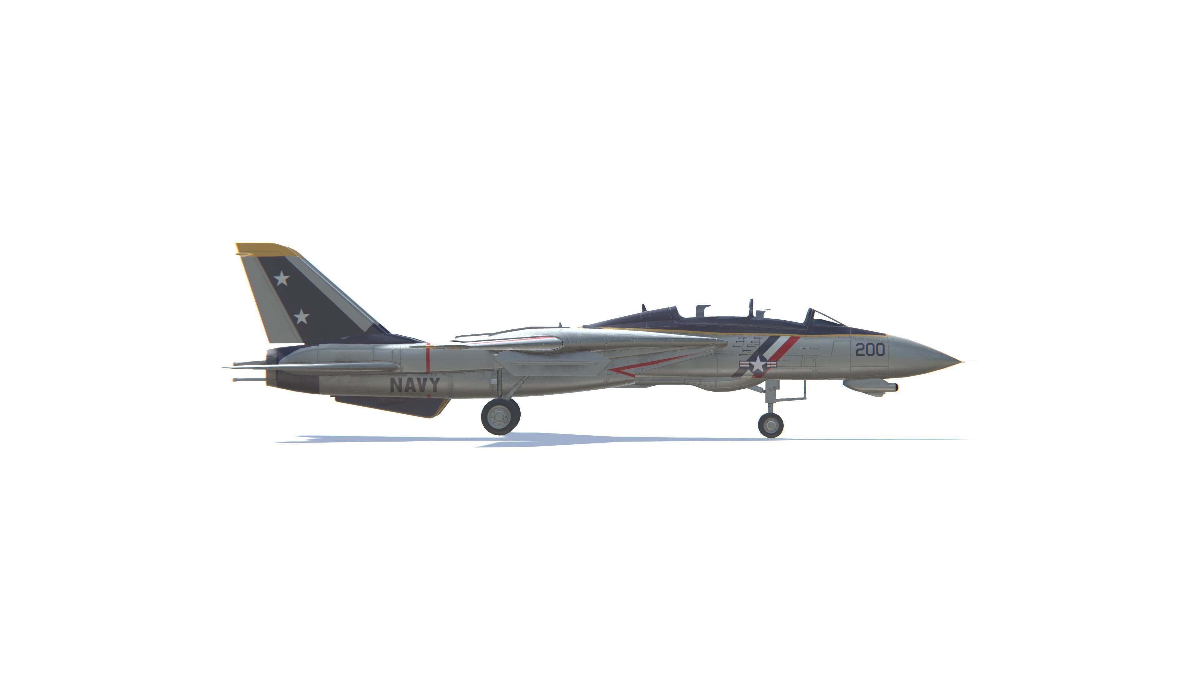 F-14 Tomcat Jet Fighter Aircraft Low-poly 3D model_19