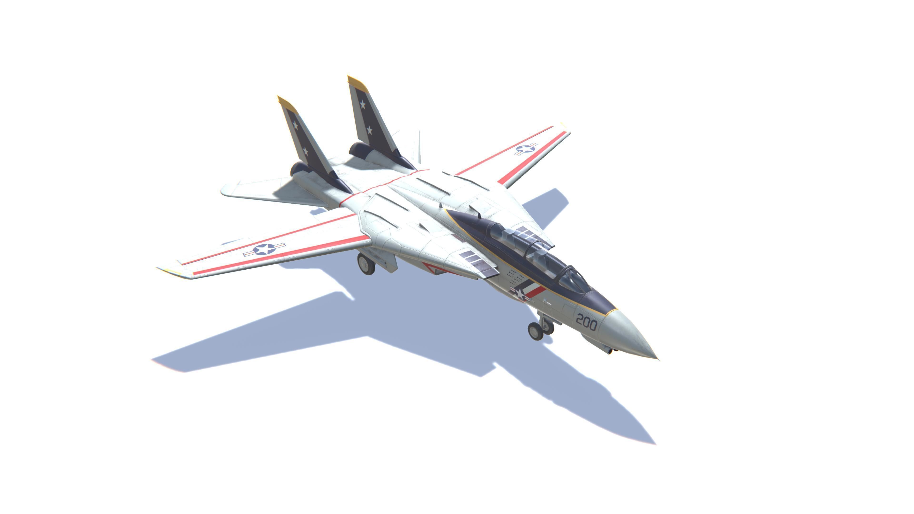 F-14 Tomcat Jet Fighter Aircraft Low-poly 3D model_3