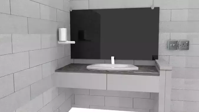 Washroom assets low poly Low-poly 3D model