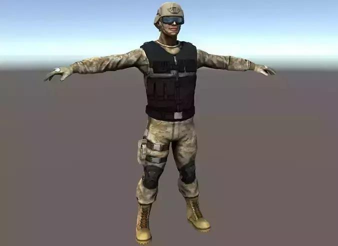 Soldier - Game Ready and Rigged Low-poly 3D model