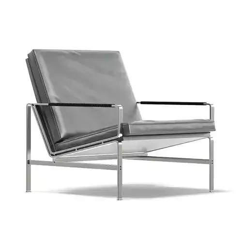 Grey Metal Armchair 3D Model
