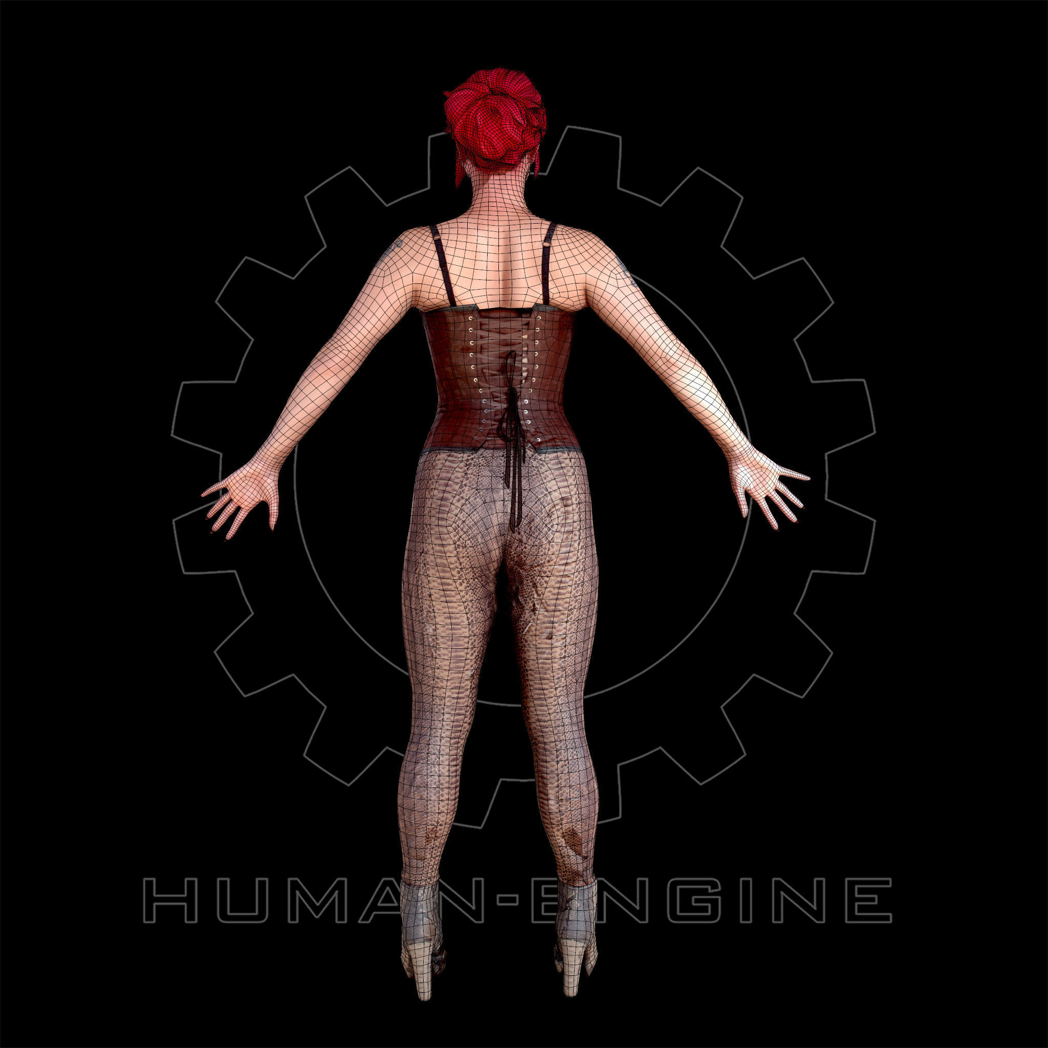 Female Scan - Sonya Rigged A-pose Low-poly 3D model_10