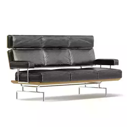 Rectangular Black Sofa 3D Model