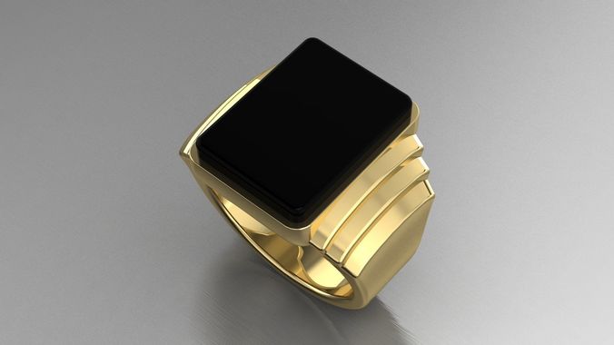 Ring 7 gold with onyx stone 3D print model