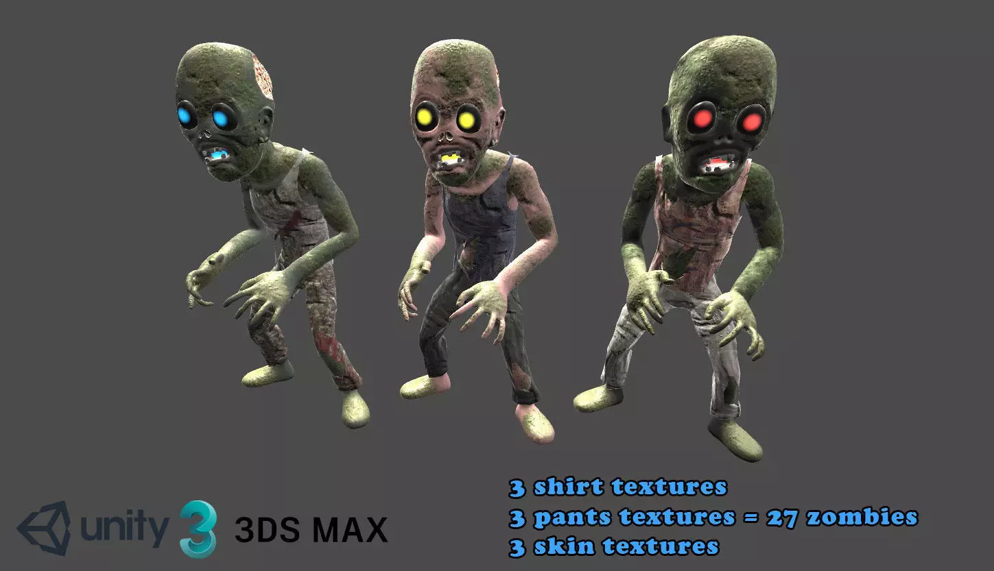 Zombies kit Free low-poly 3D model_0