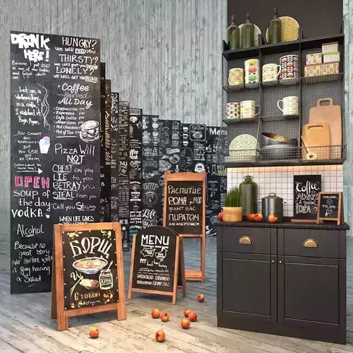 Set for creating slate surfaces with images of chalk 2 3D model