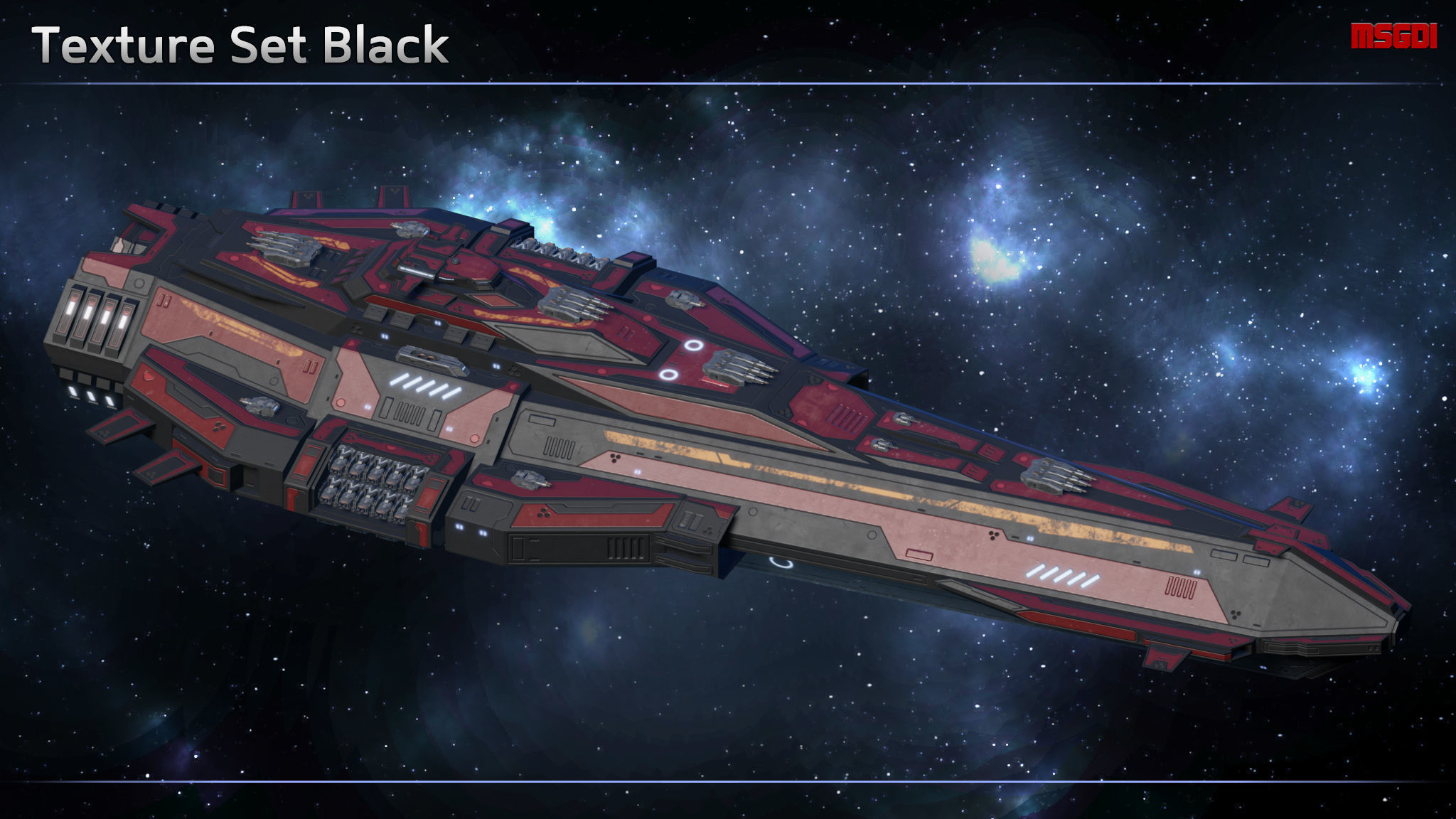 Spaceship Battleship Excalibur Low-poly 3D model_7