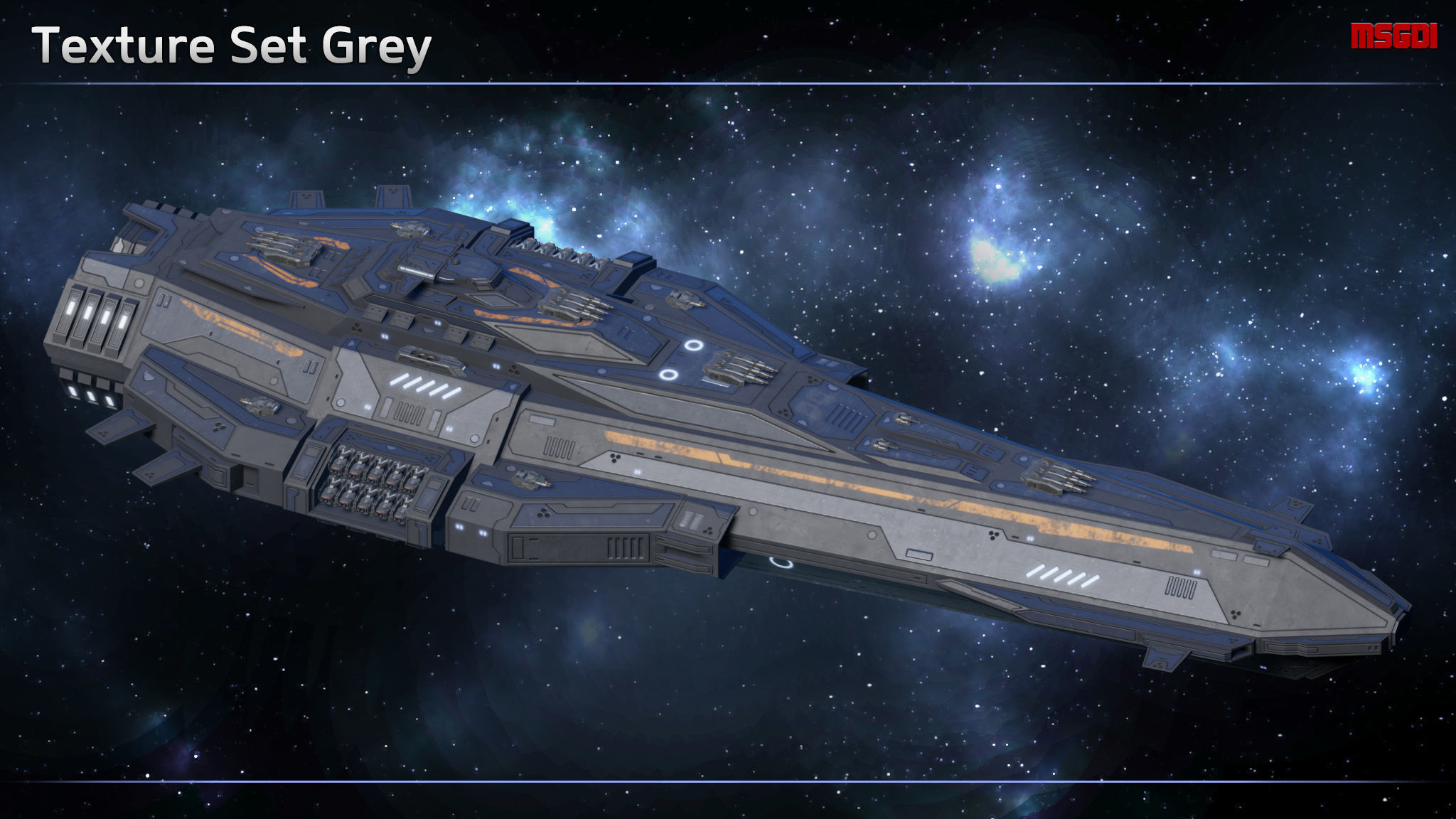 Spaceship Battleship Excalibur Low-poly 3D model_9
