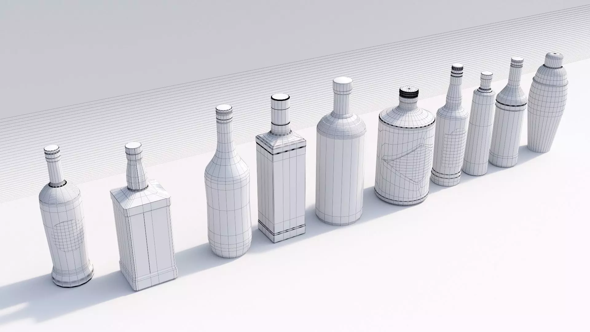 drjtg bottles in row 3D model_0