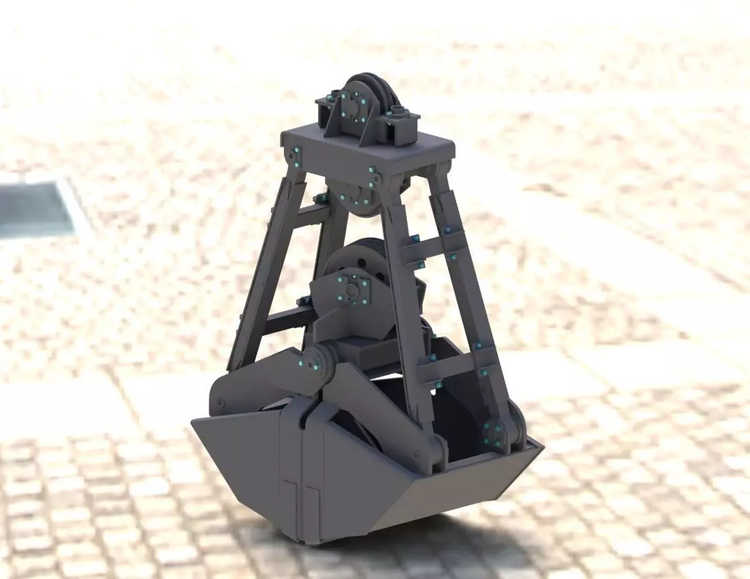 Grab crane on cobbled street Free 3D model
