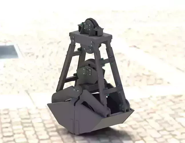 Grab crane on cobbled street Free 3D model