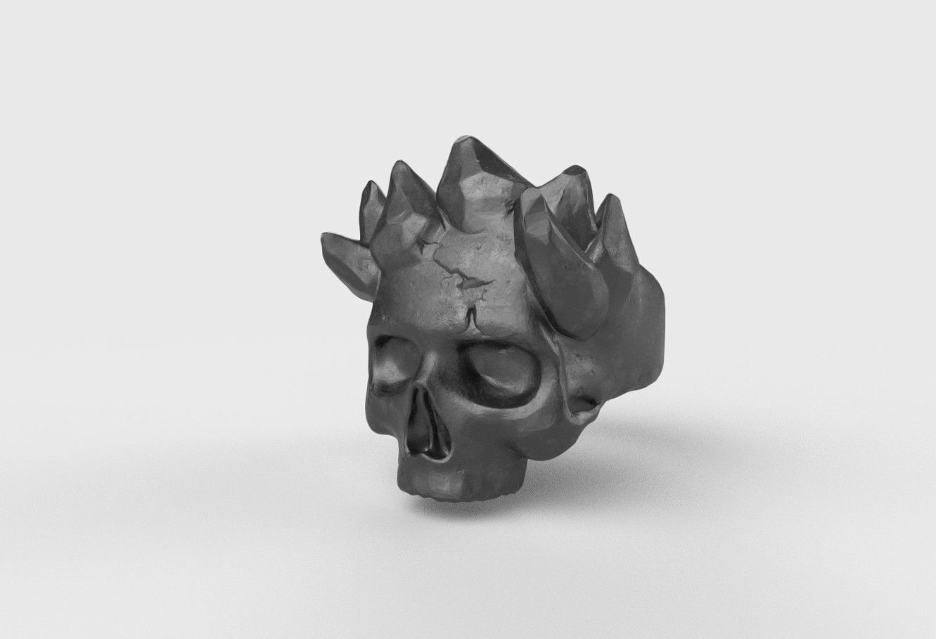 MountainSkull Ring 3D print model_6