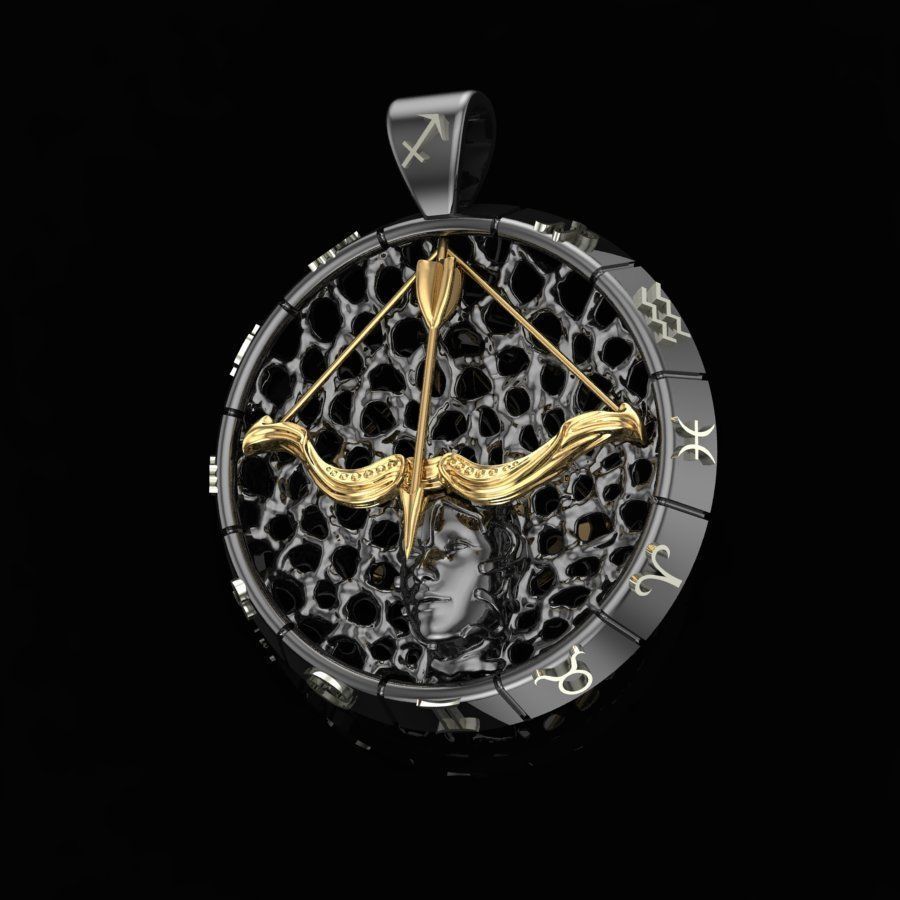 Pendant Zodiac sign Sagittarius 3D print model_6