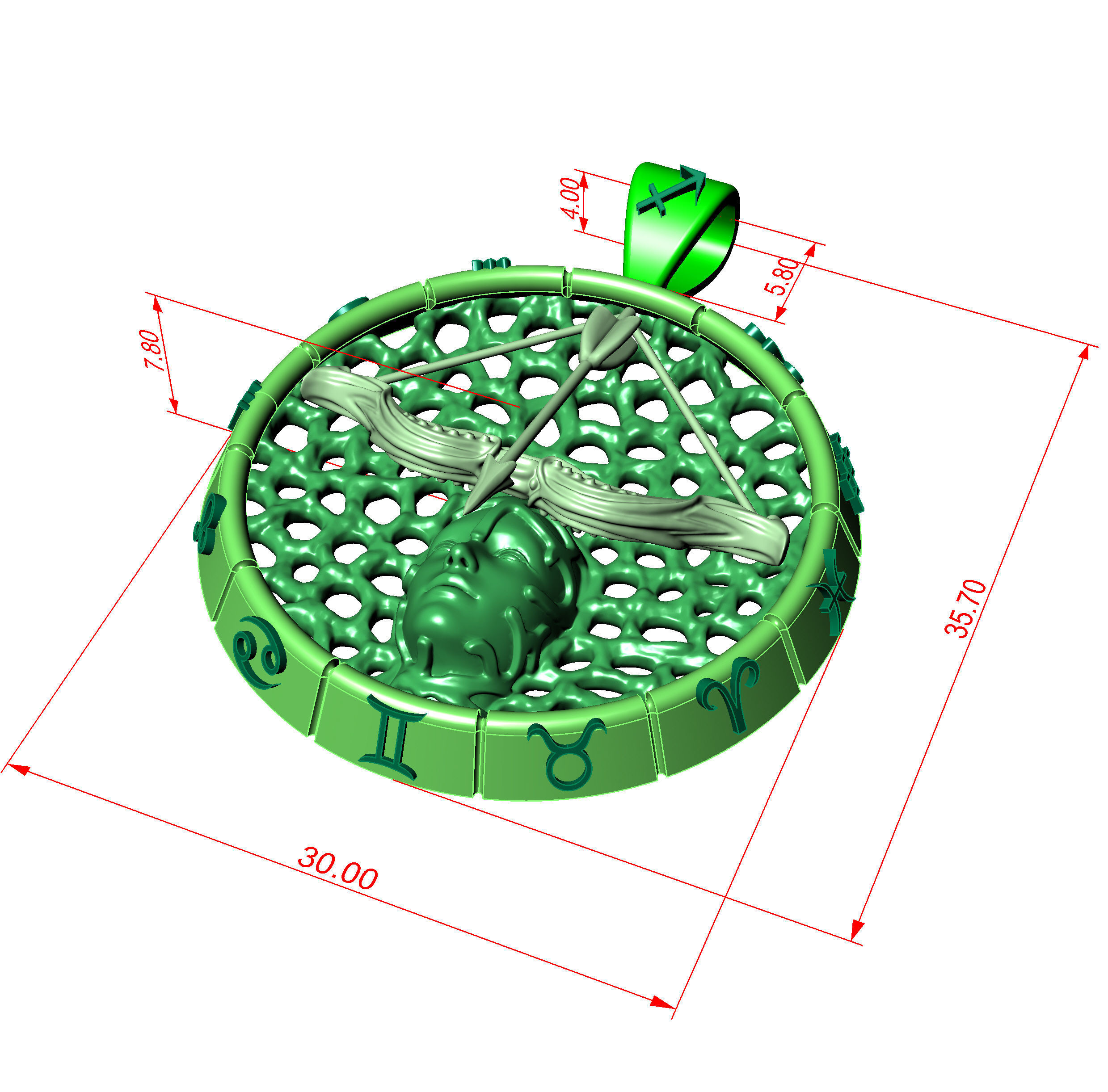 Pendant Zodiac sign Sagittarius 3D print model_7
