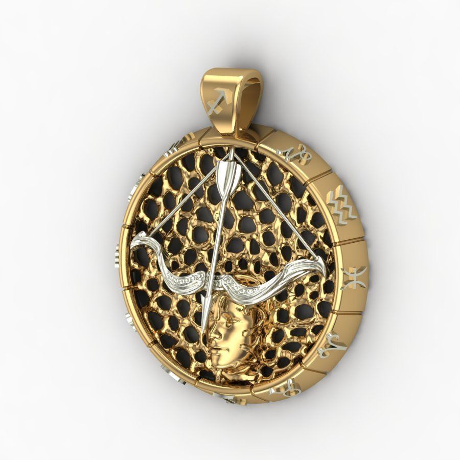 Pendant Zodiac sign Sagittarius 3D print model_4