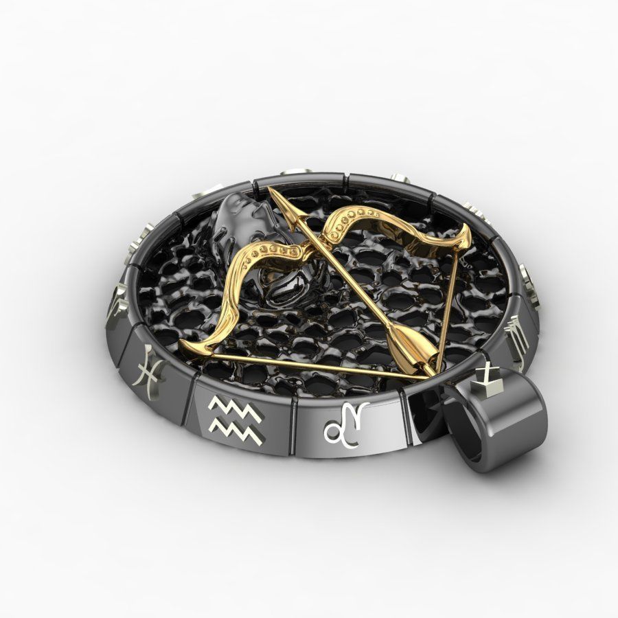 Pendant Zodiac sign Sagittarius 3D print model_2