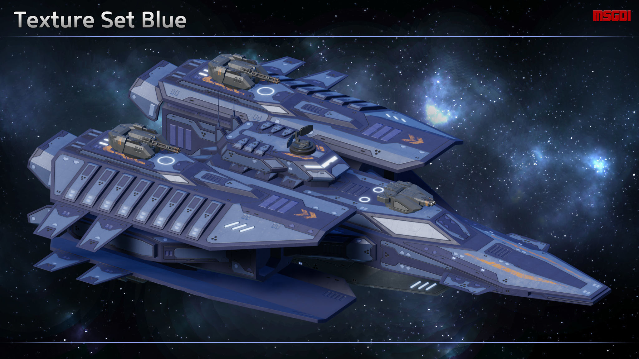 Spaceship Frigate Stinger Low-poly 3D model_6