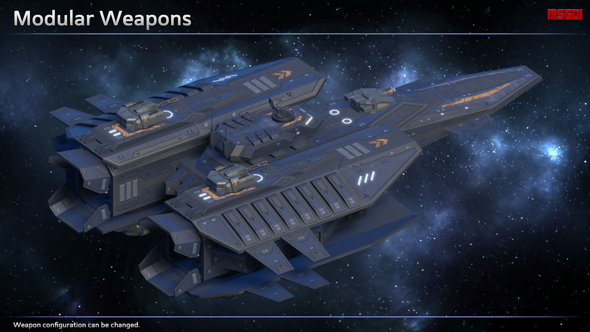 Spaceship Frigate Stinger Low-poly 3D model_3