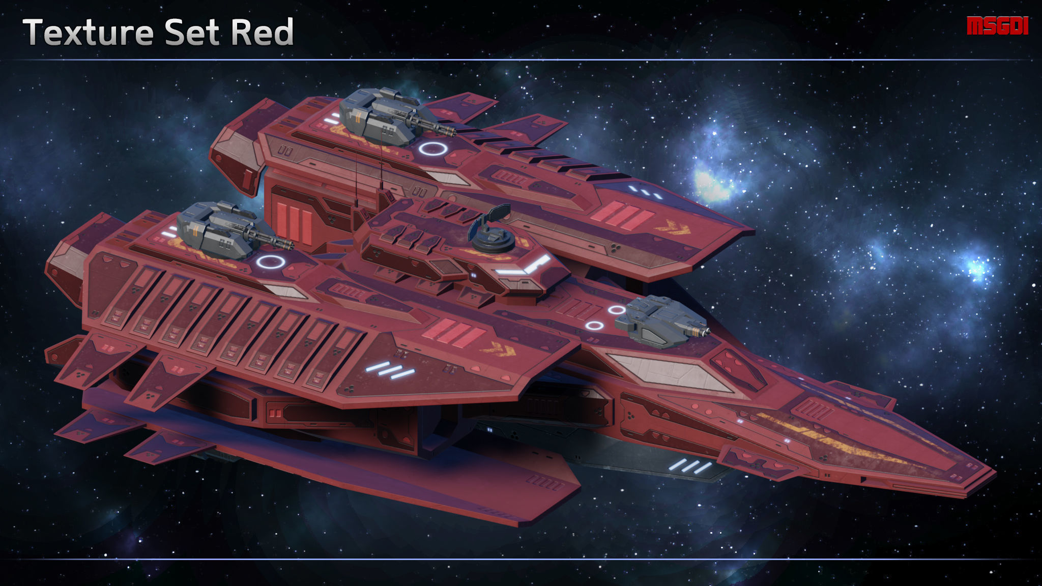 Spaceship Frigate Stinger Low-poly 3D model_8