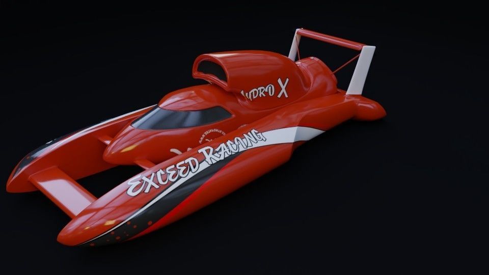 Speed boat extream racer nitro Low-poly 3D model_2