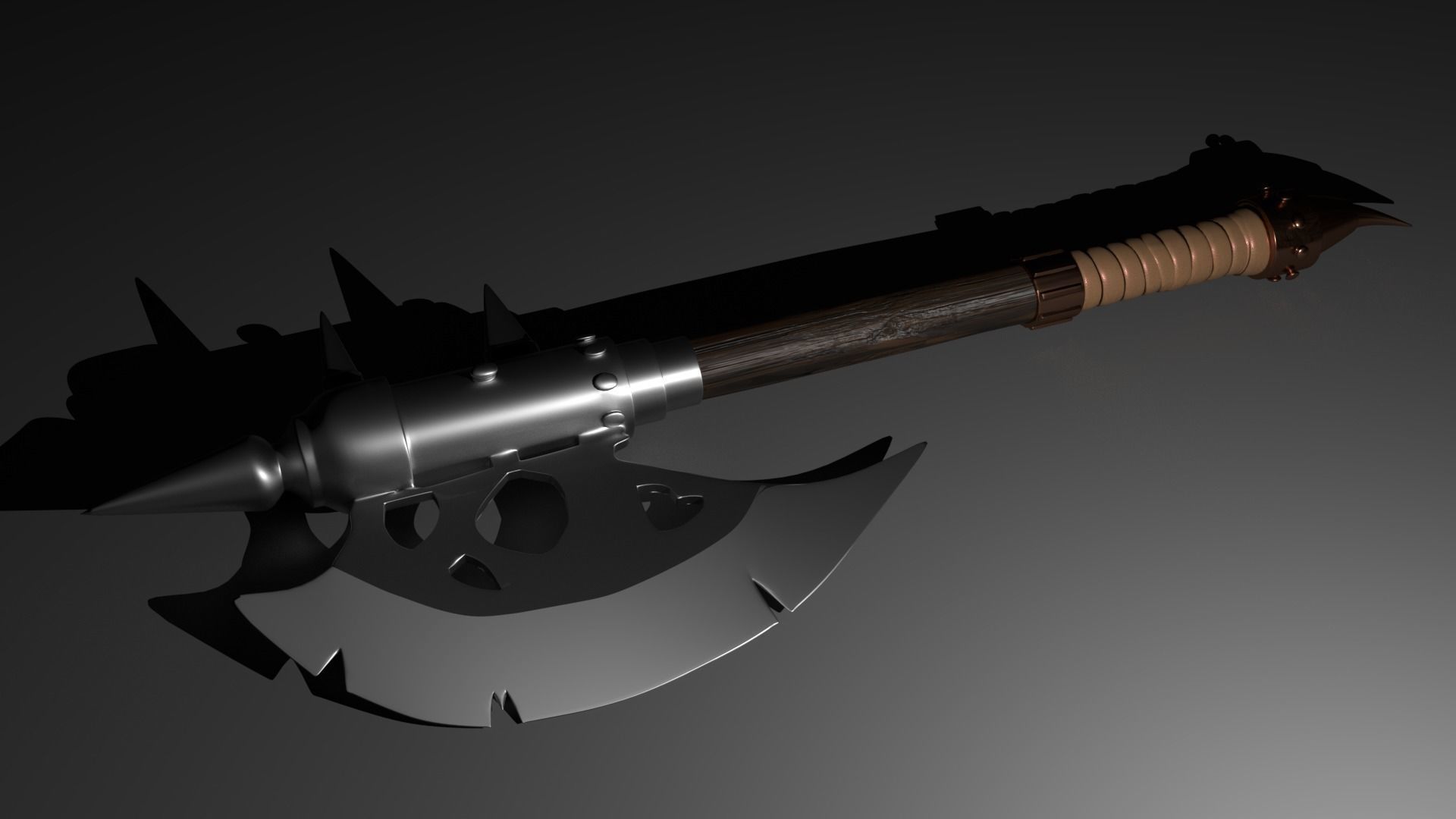Fighting ax Low-poly 3D model_3