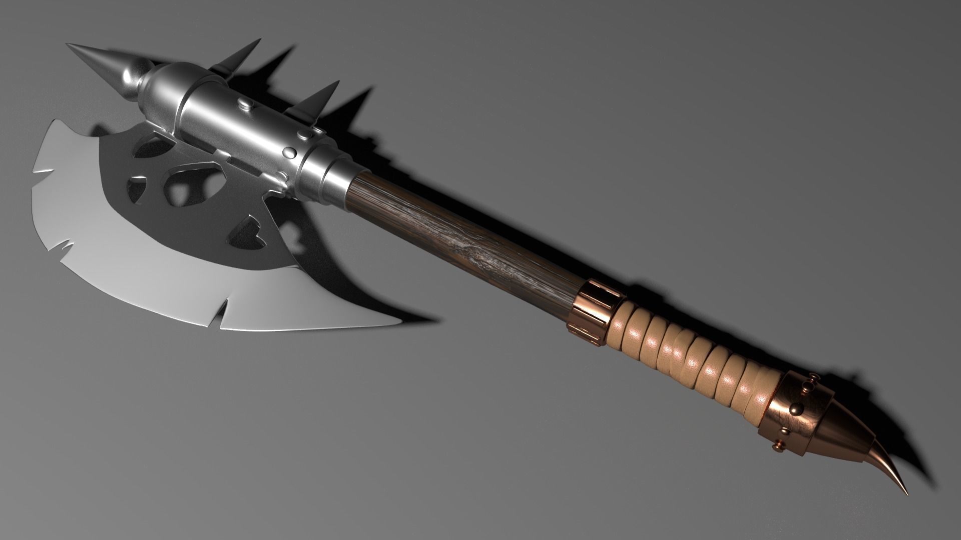 Fighting ax Low-poly 3D model_2