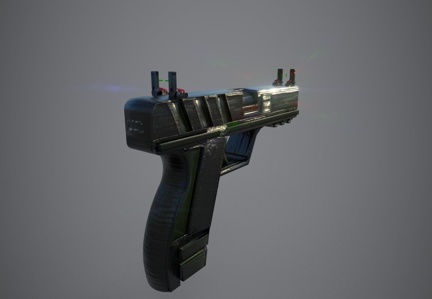 Scifi Gun Model Low-poly 3D model_1