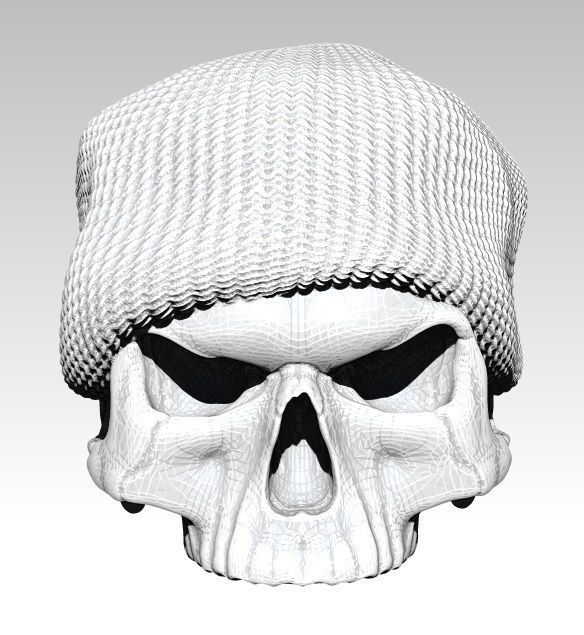 Realistic Angry man skull ski snowboard hat 3d printable  3D print model_4