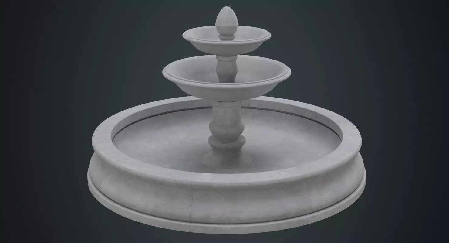 Fountain 1A Low-poly 3D model_0