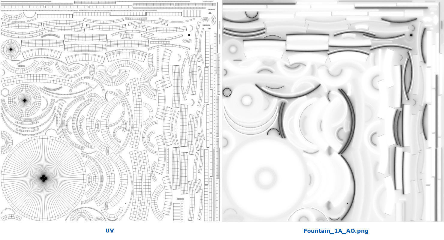 Fountain 1A Low-poly 3D model_6