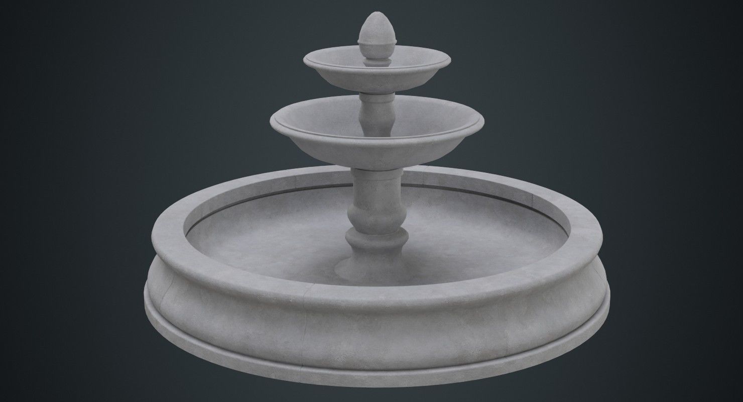 Fountain 1A Low-poly 3D model_1