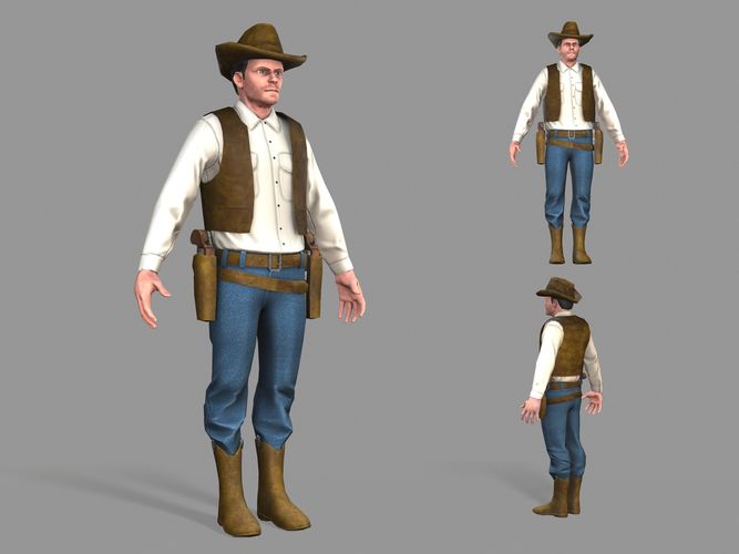 Cowboy Low-poly 3D model