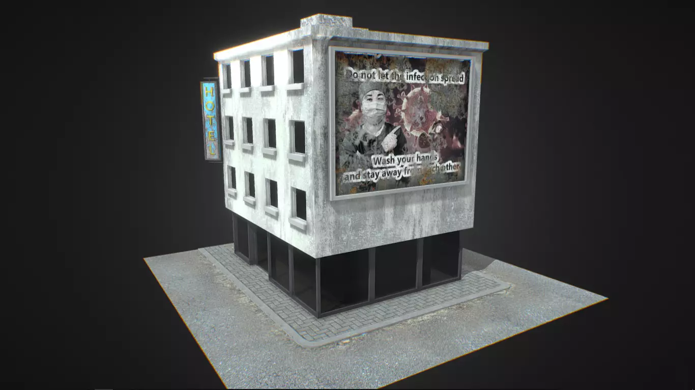 Abstract Building 01 Low-poly 3D model_0