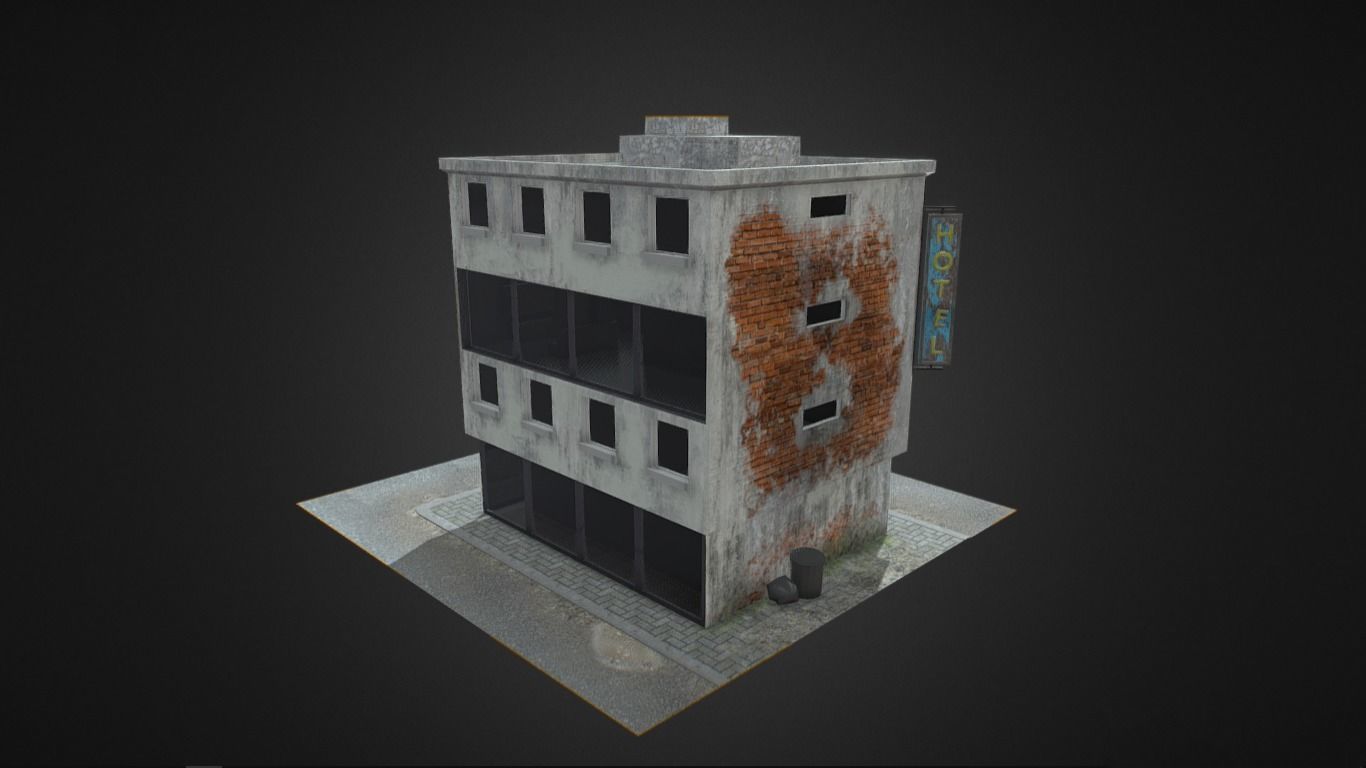 Abstract Building 01 Low-poly 3D model_1
