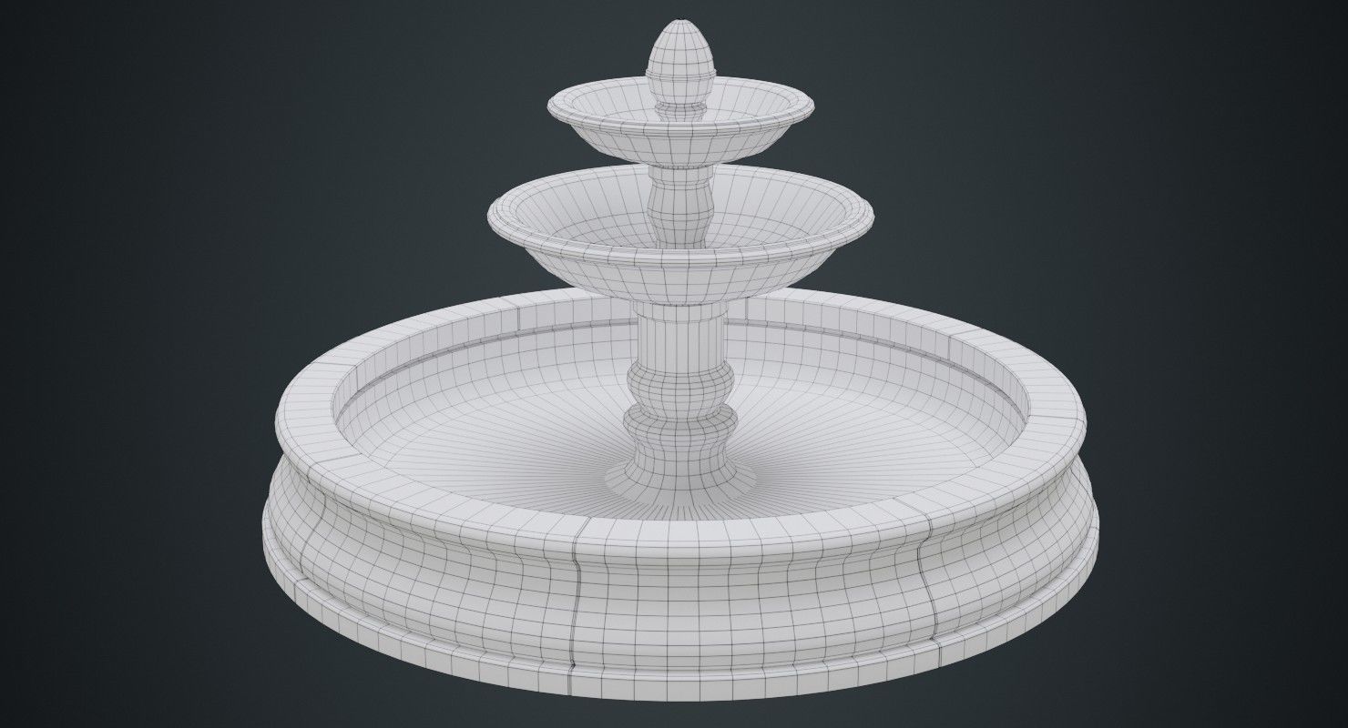 Fountain 1B Low-poly 3D model_5