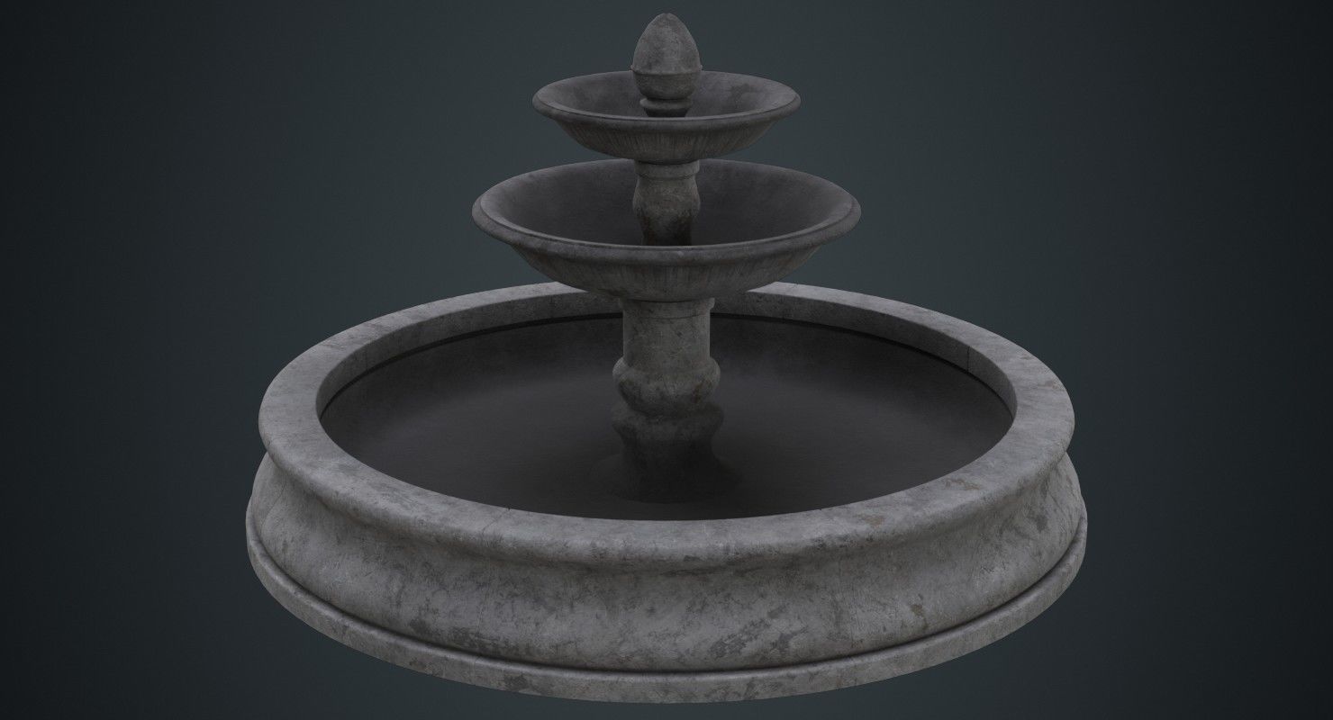 Fountain 1B Low-poly 3D model_1