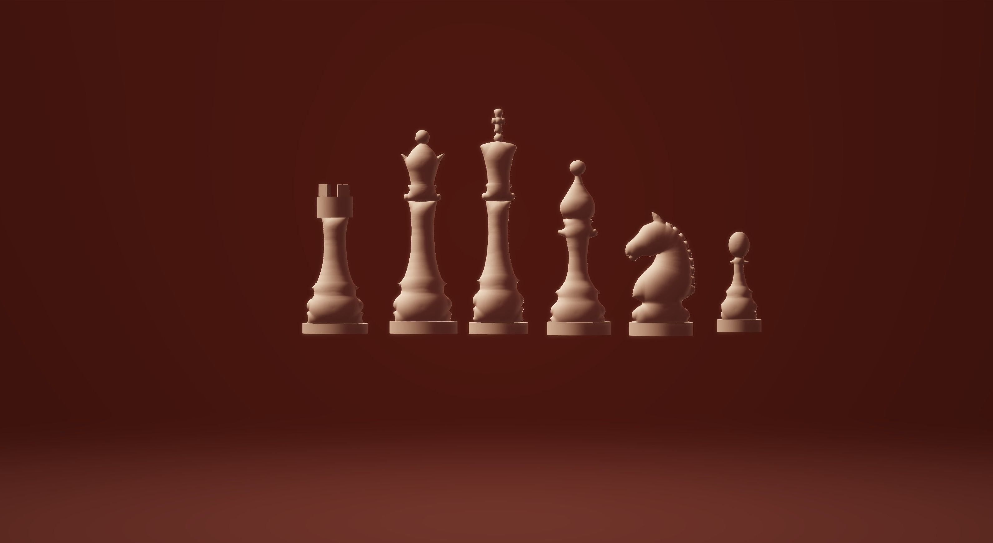 Chess white pawns 3D model_3