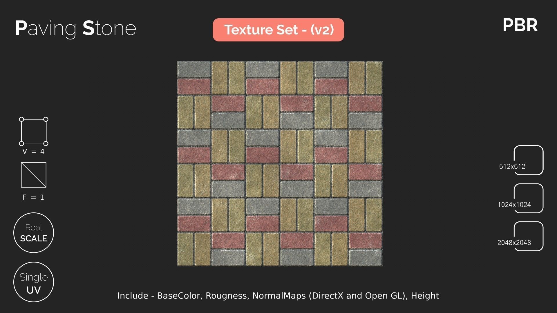 Texture Paving Stone - small seamless textures set VR / AR / low-poly ...