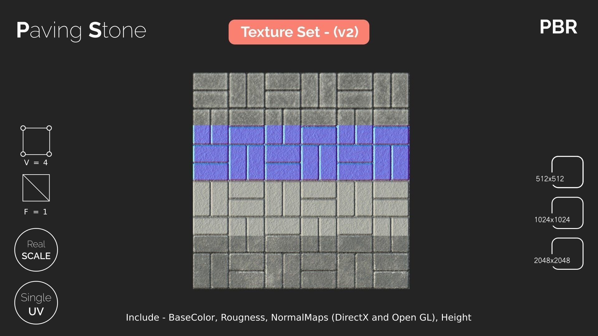 Texture Paving Stone - small seamless textures set VR / AR / low-poly ...