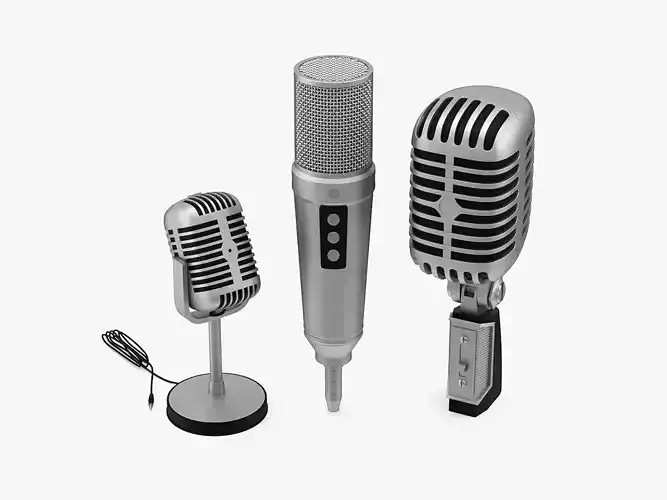 3 Microphones Collection vintage microphone 3D model