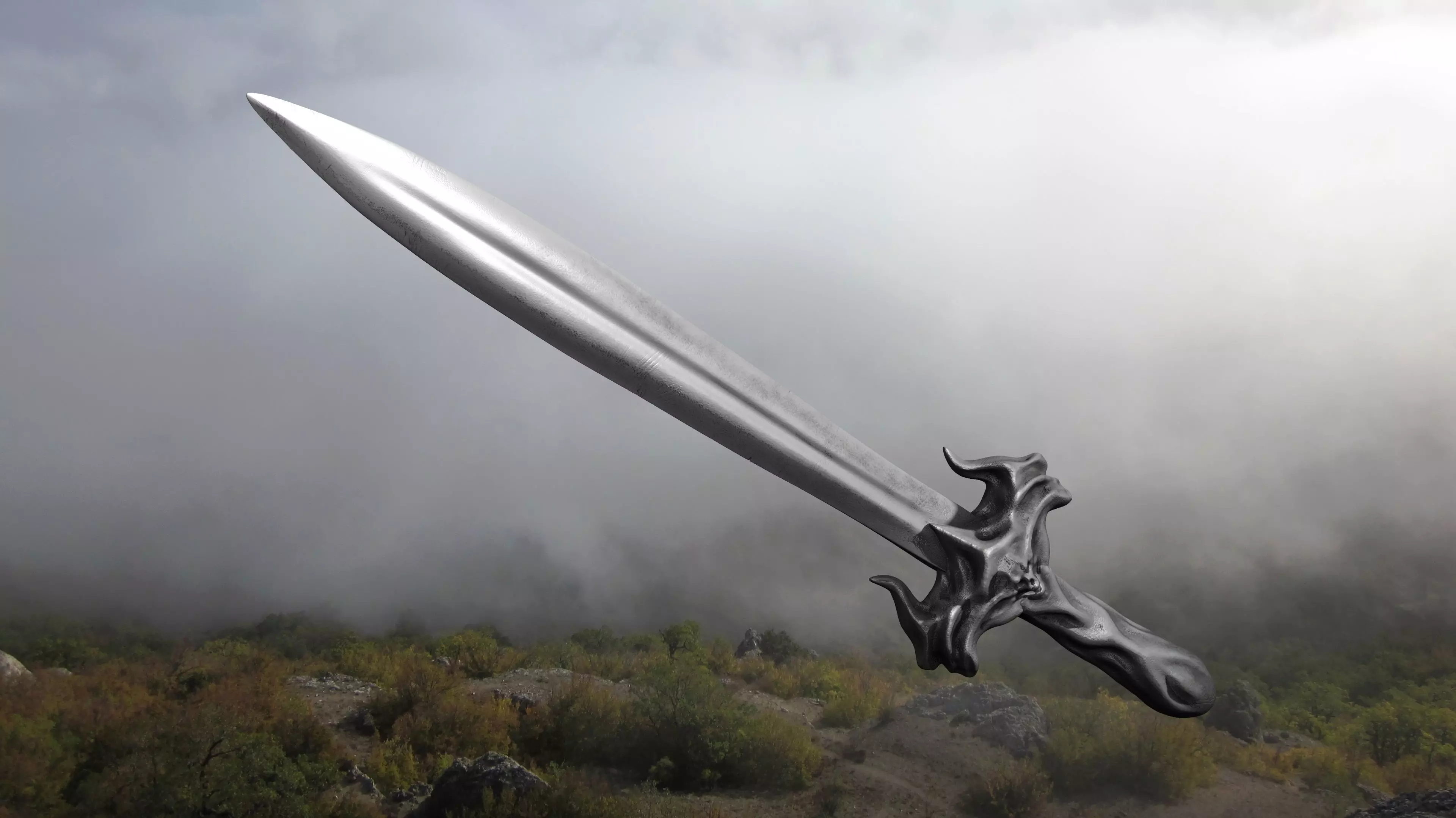 Sword human body 3D model_0