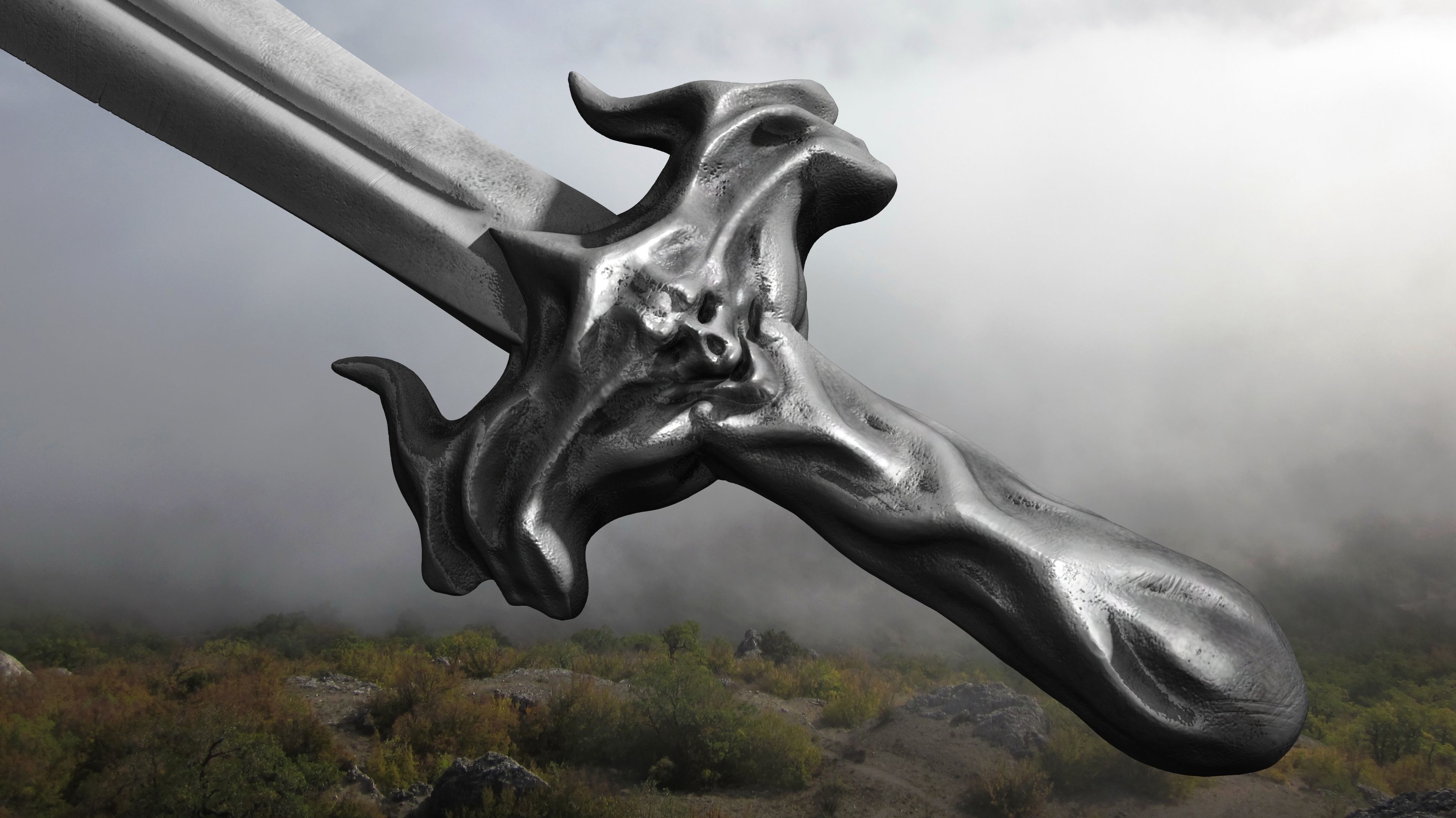 Sword human body 3D model_1