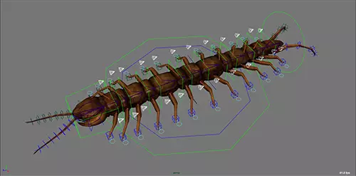 Centipede Rig with motion path Auto Animation Low-poly 3D model