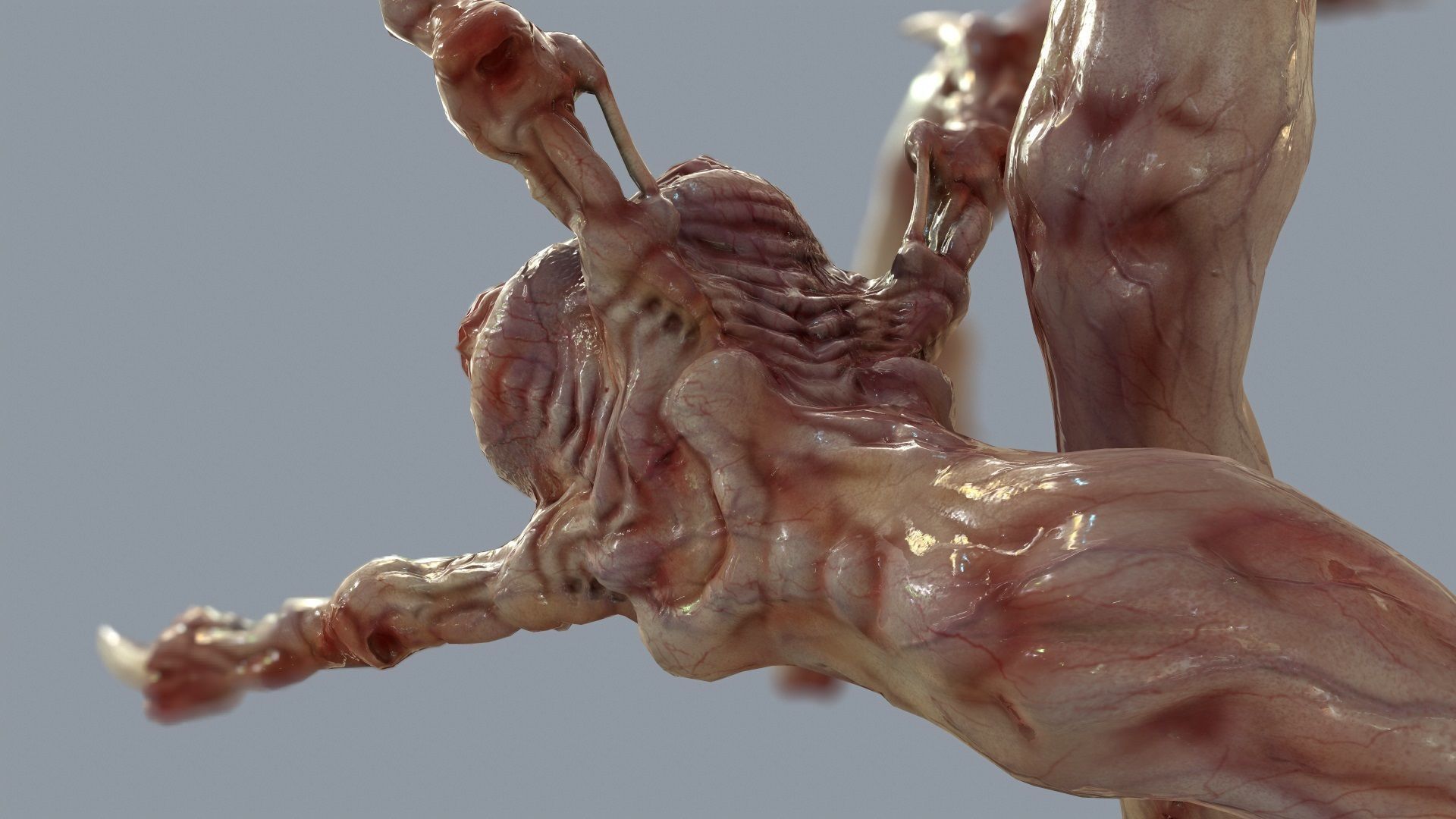 Venous Clawed Worm Low-poly 3D model_3