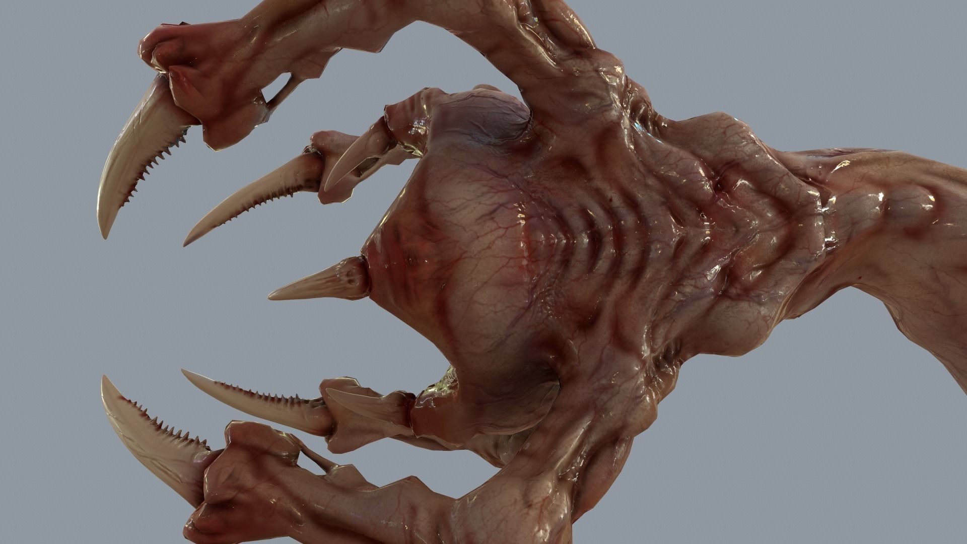 Venous Clawed Worm Low-poly 3D model_5