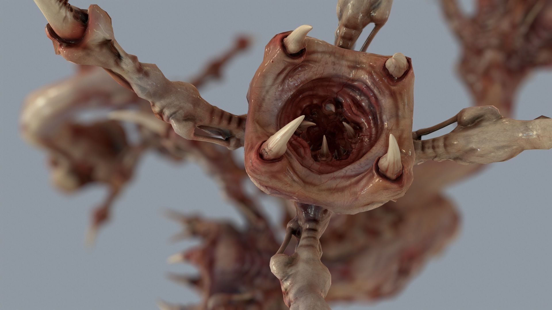 Venous Clawed Worm Low-poly 3D model_4